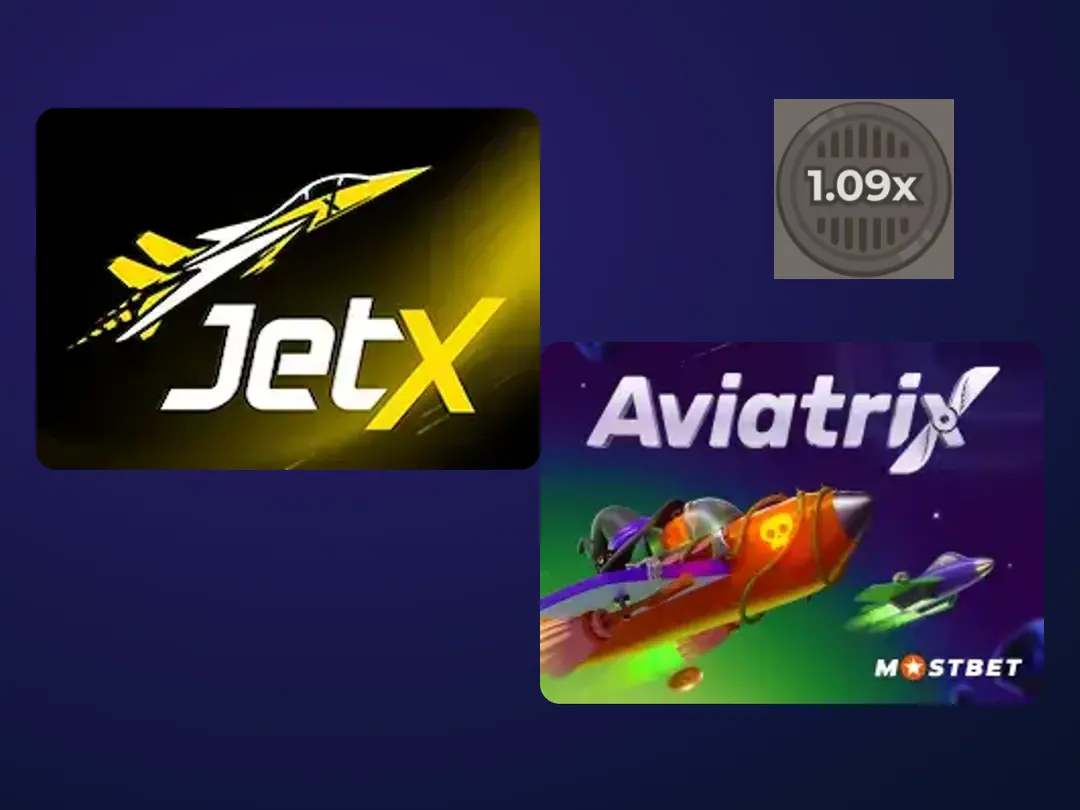 Juegos crash de Mostbet: JetX y Aviatrix con multiplicador 1.09x